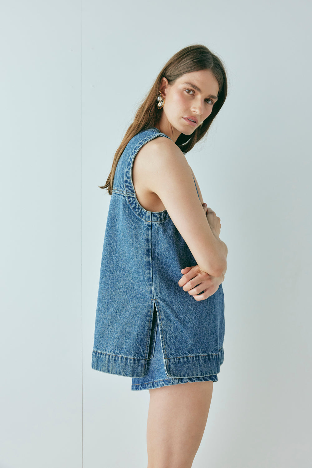 Muni Denim Tunic Top Blue