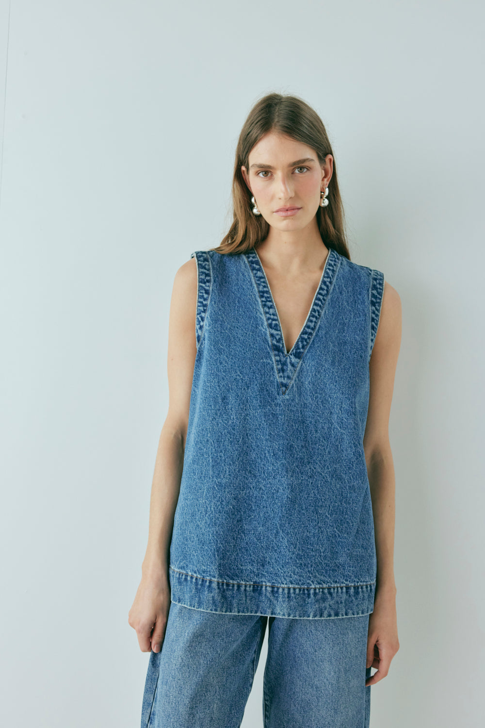Muni Denim Tunic Top Blue