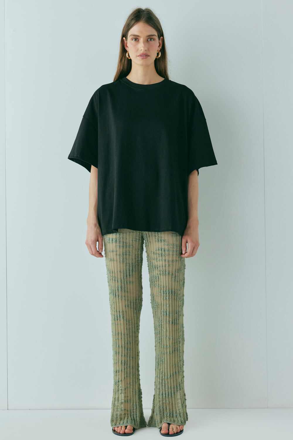 Aliya Knit Flare Pants Khaki