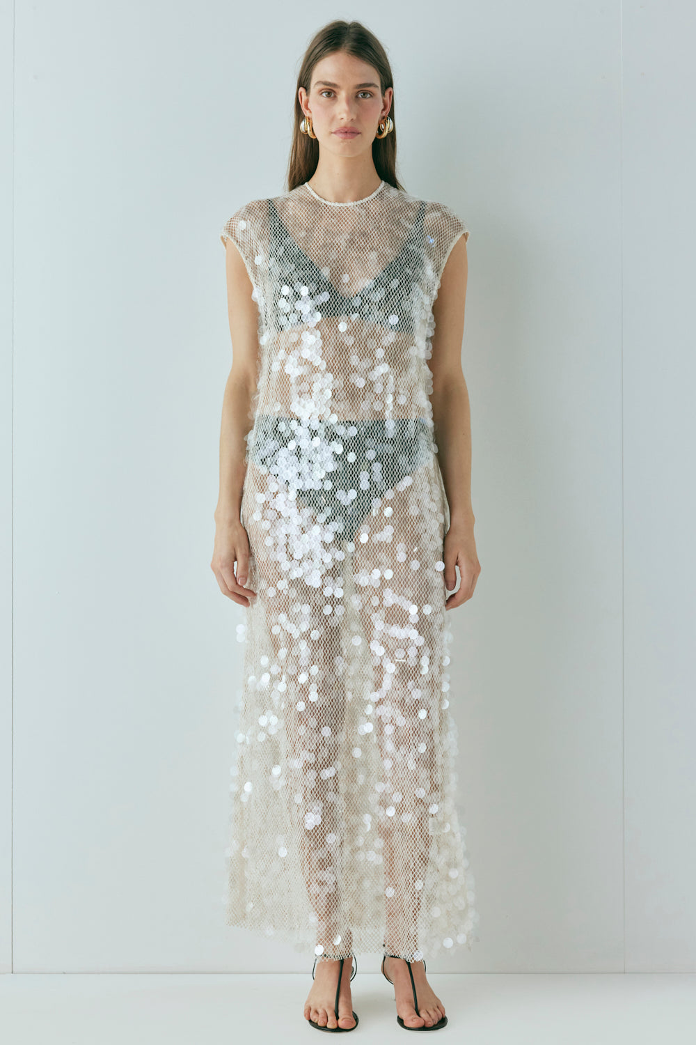 Astrid Sequin Maxi Dress Cream