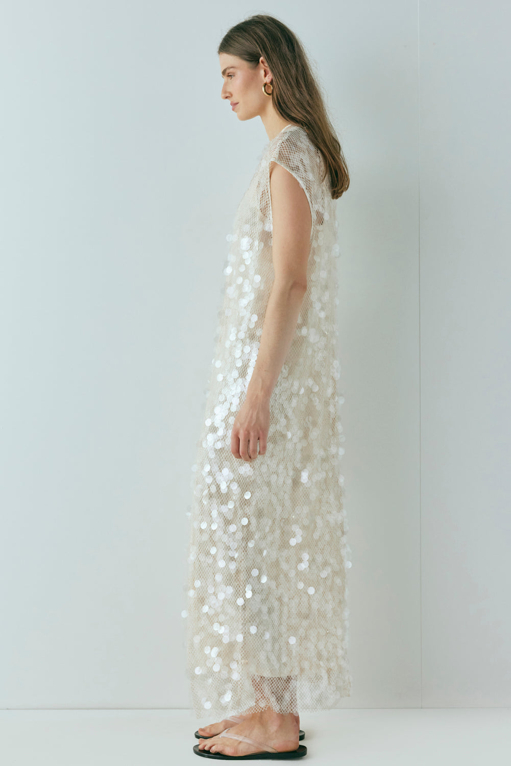 Astrid Sequin Maxi Dress Cream