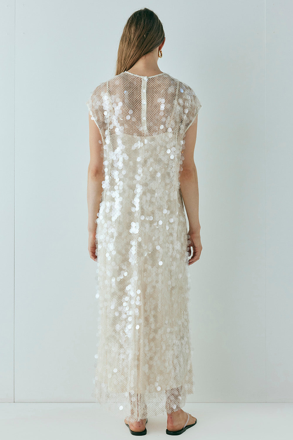 Astrid Sequin Maxi Dress Cream