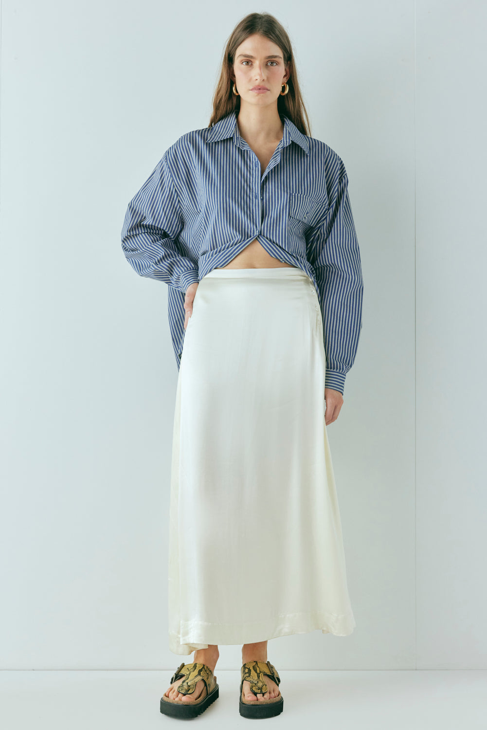 Luel Satin Maxi Skirt Cream