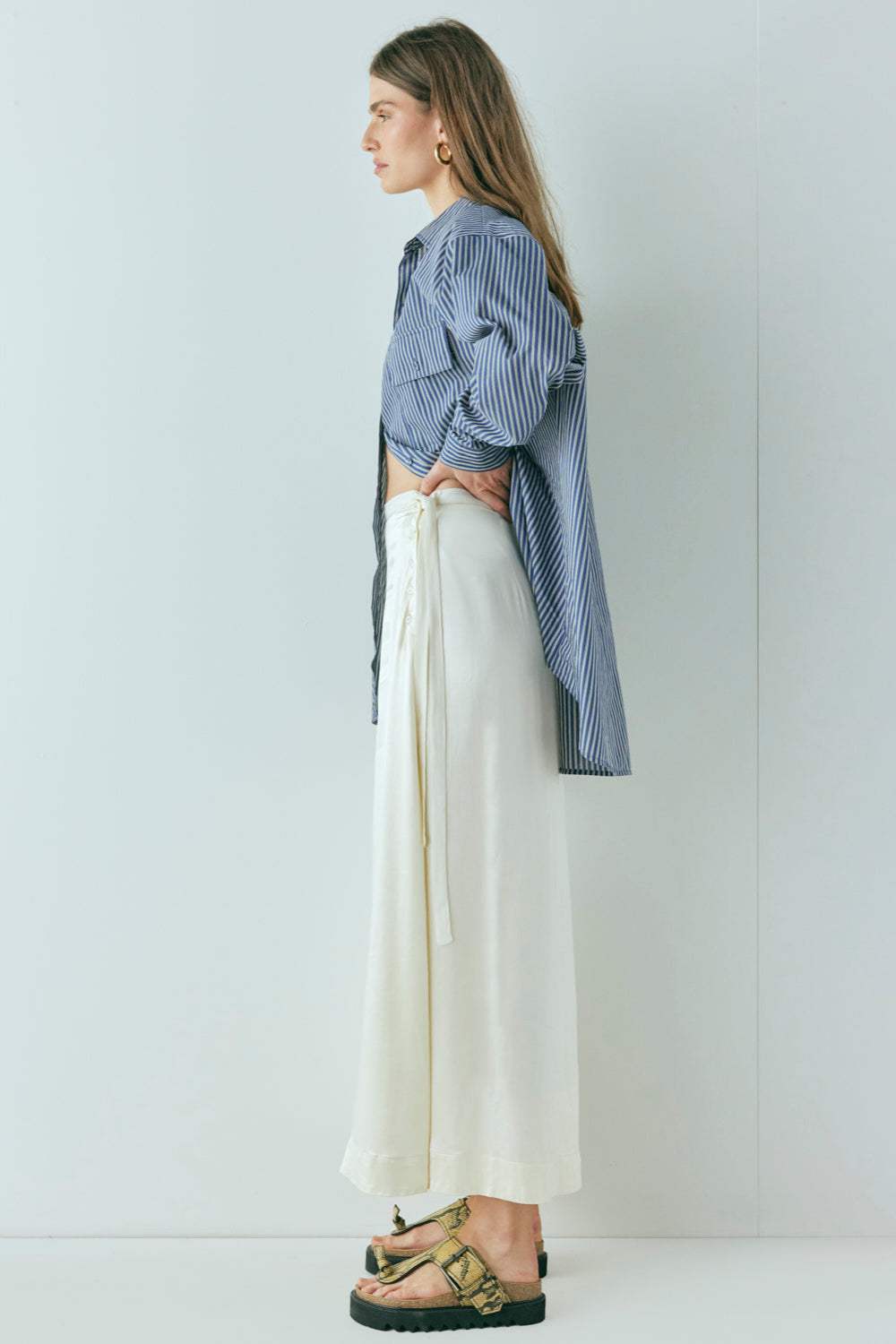 Luel Satin Maxi Skirt Cream