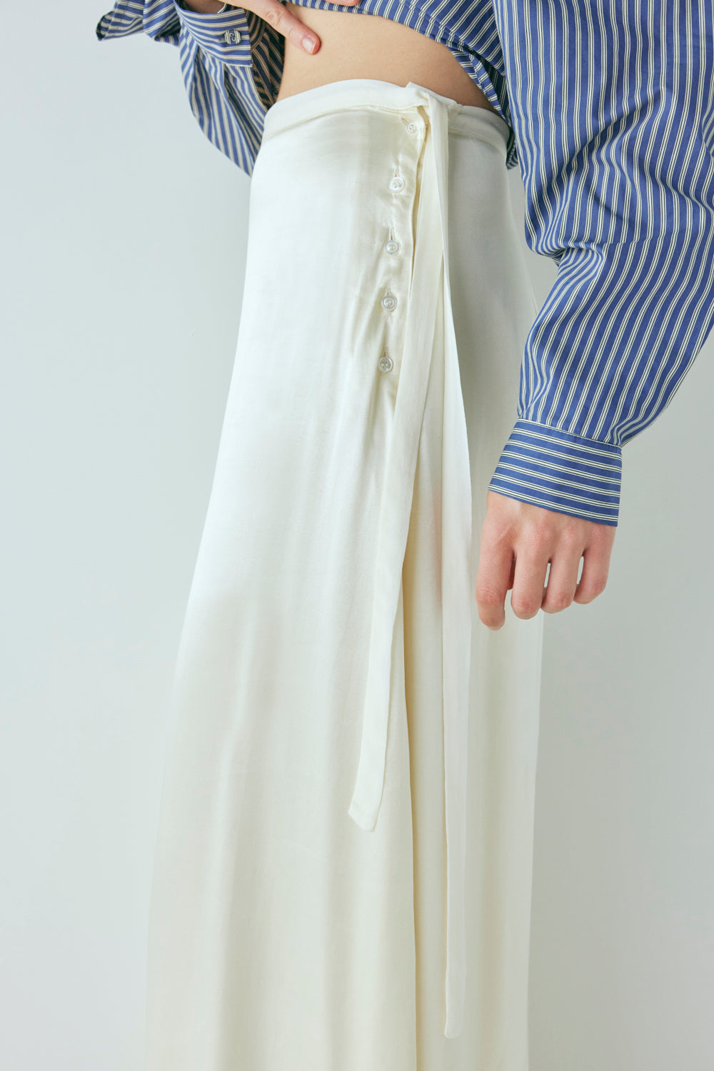 Luel Satin Maxi Skirt Cream