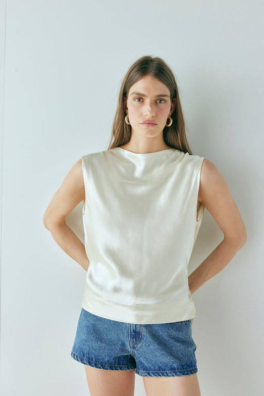 Emery Satin Top Cream
