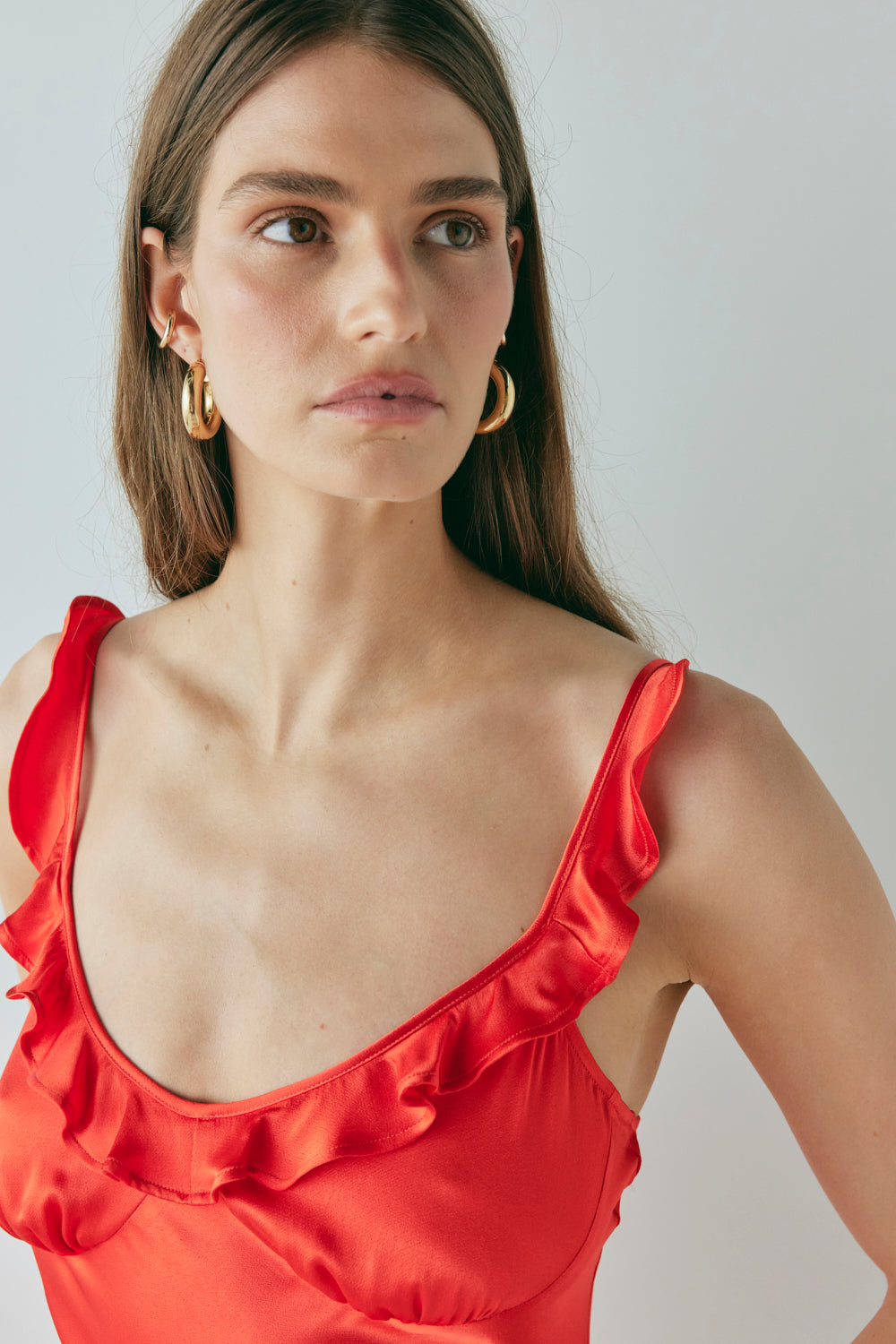 Rosalia Satin Bias Cut Maxi Dress Red
