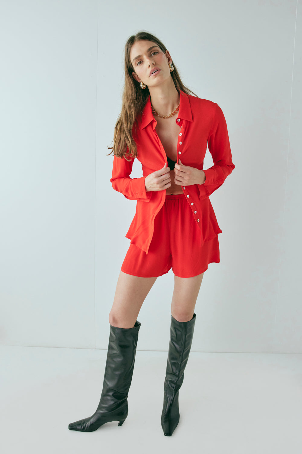 Mila Bias Shirt Red