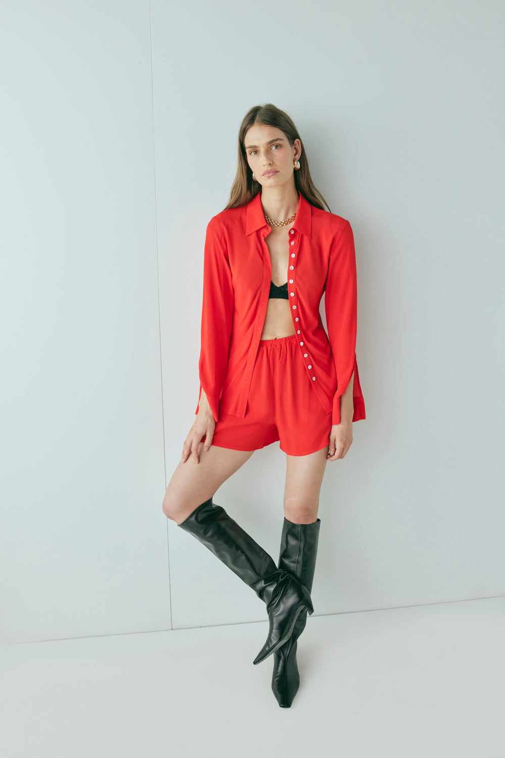 Mila Bias Shirt Red