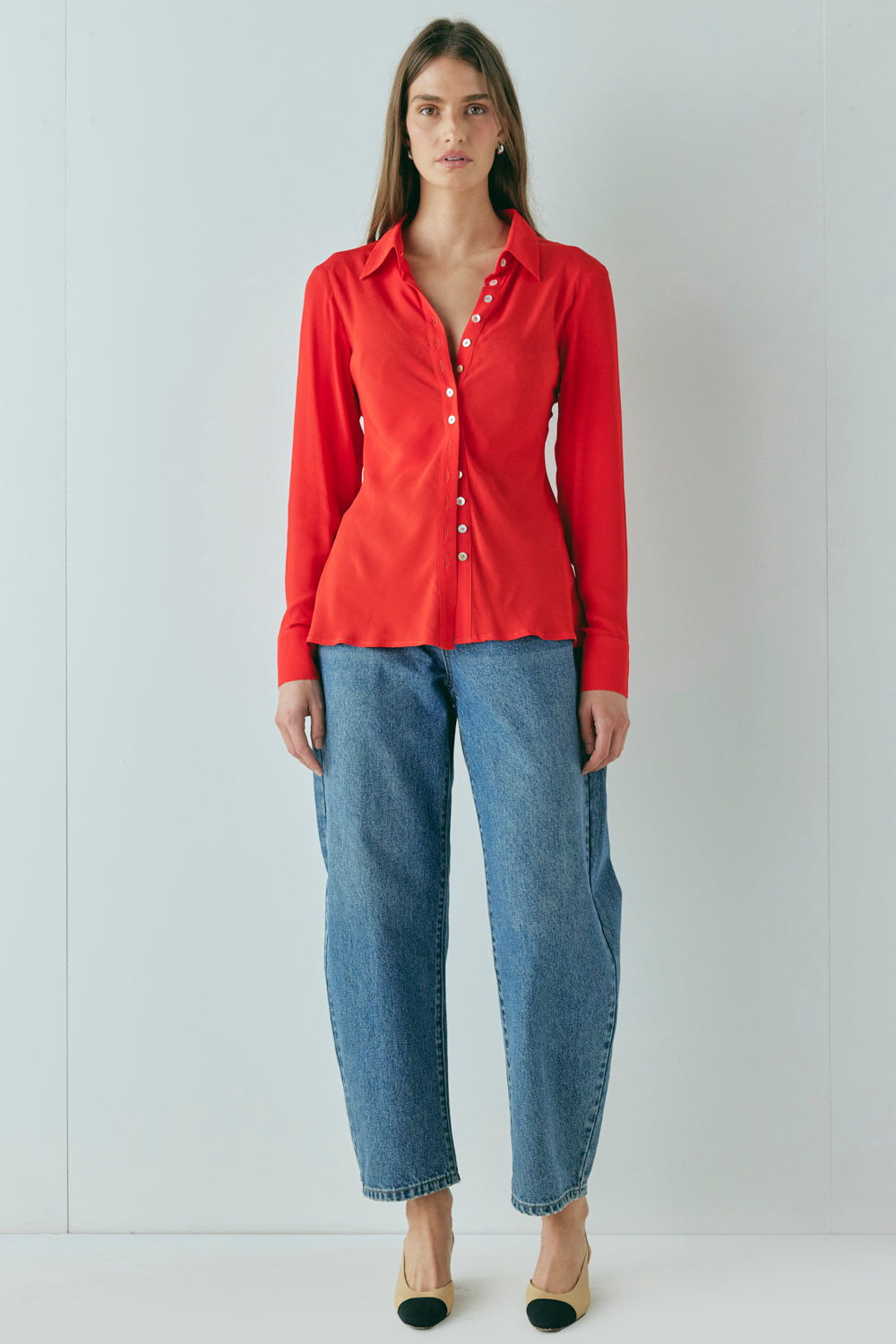 Mila Bias Shirt Red