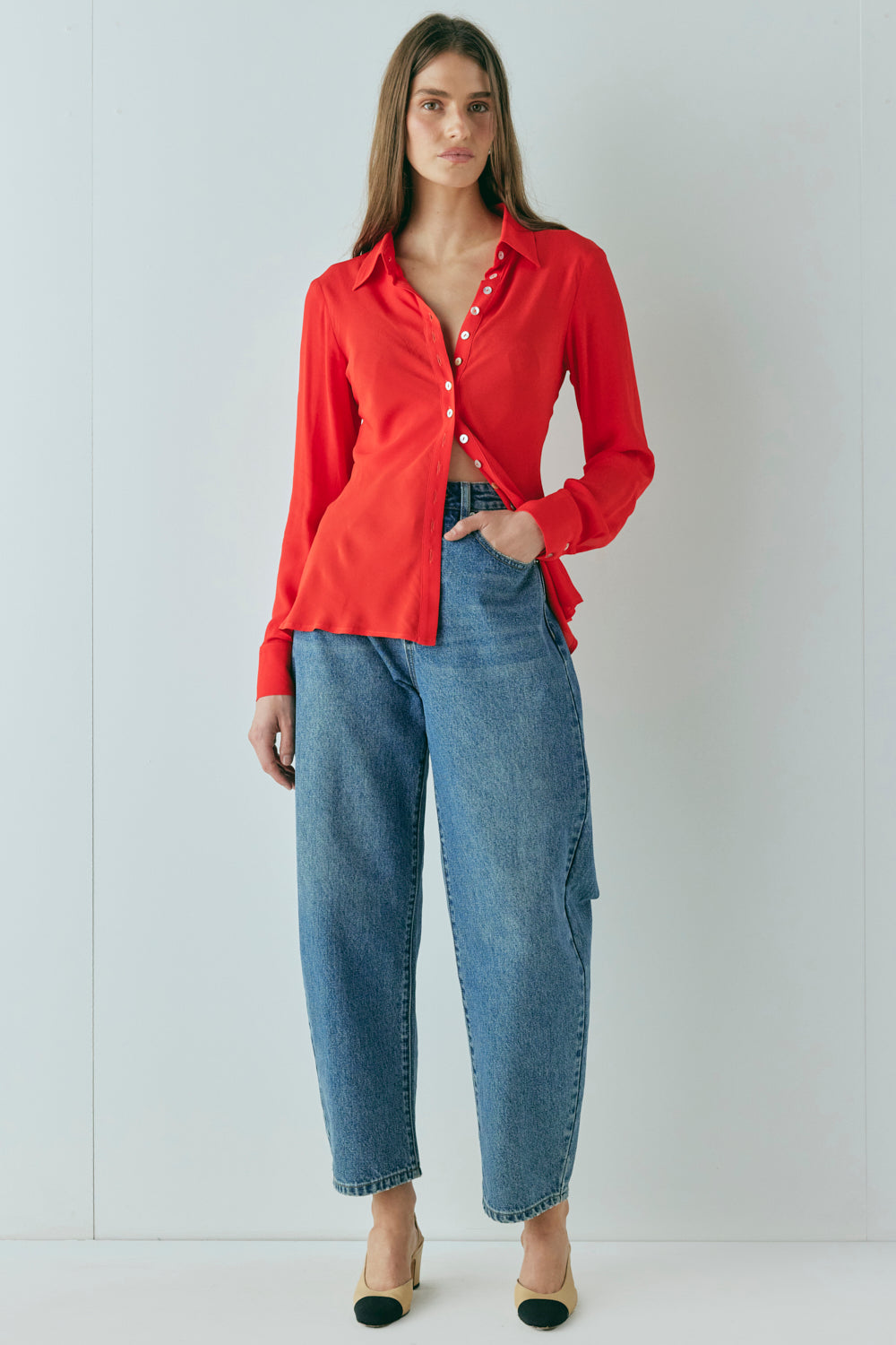 Mila Bias Shirt Red