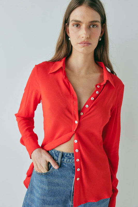 Mila Bias Shirt Red