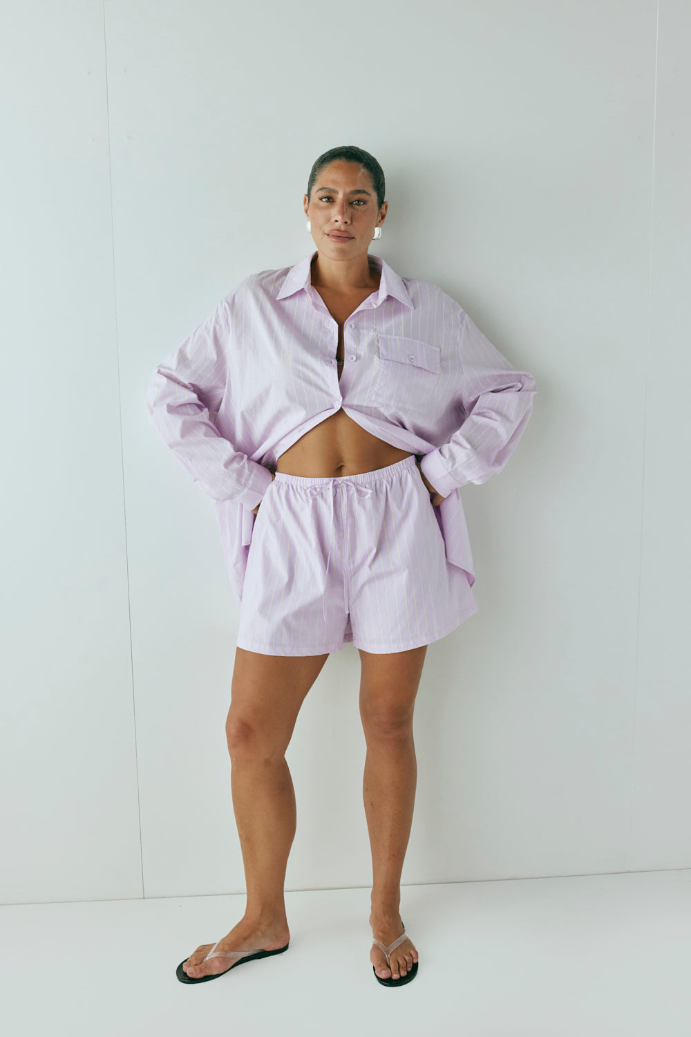 Annika Shorts Lilac Stripe