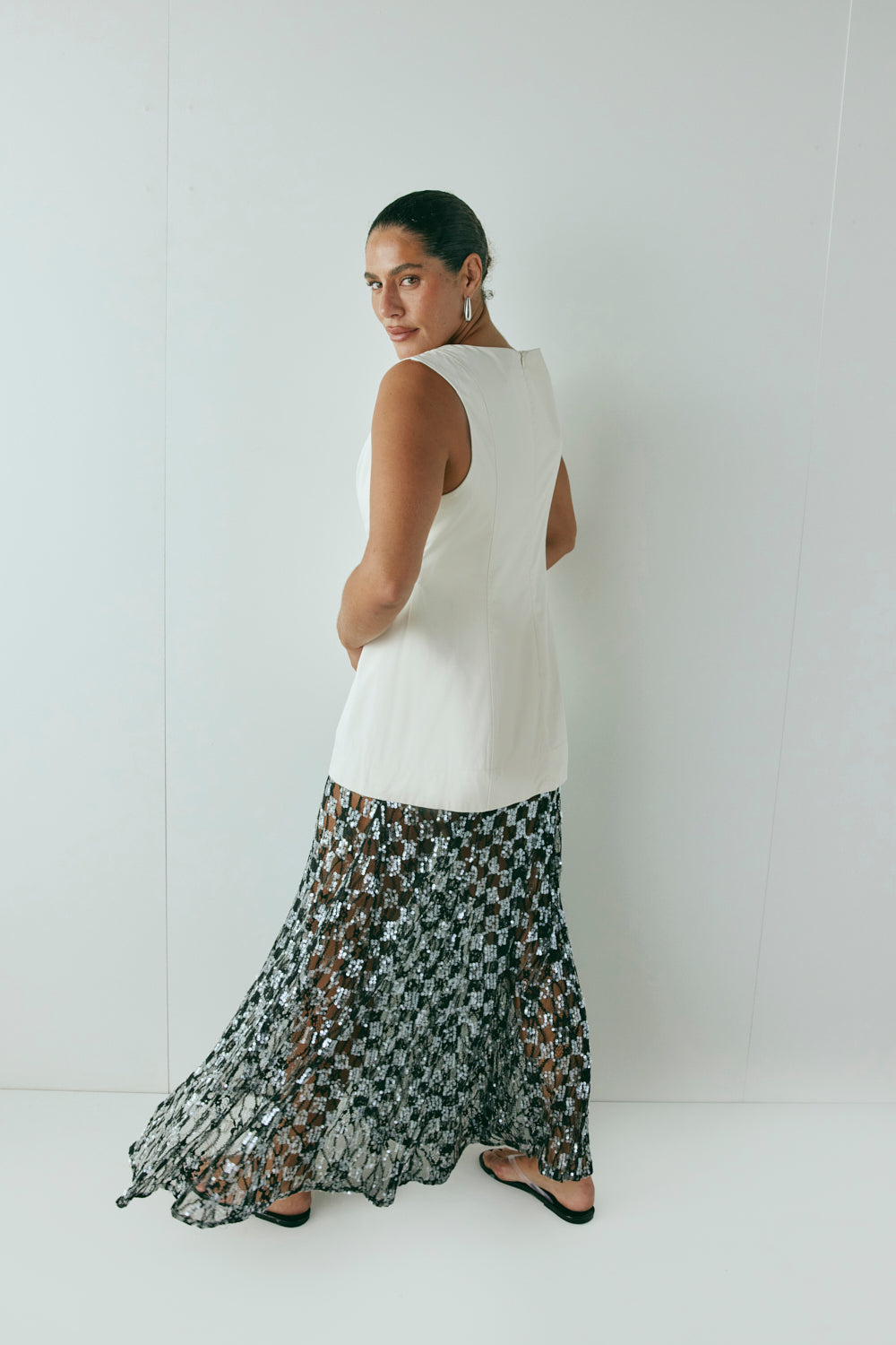 Robbie Sequin Maxi Dress Cream
