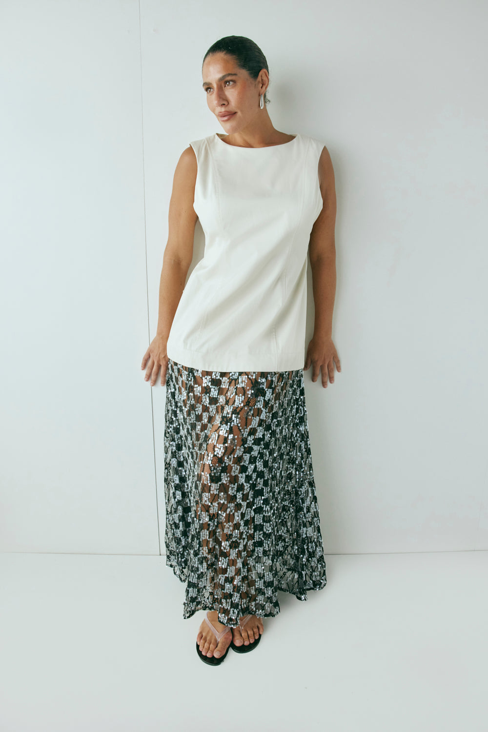 Robbie Sequin Maxi Dress Cream