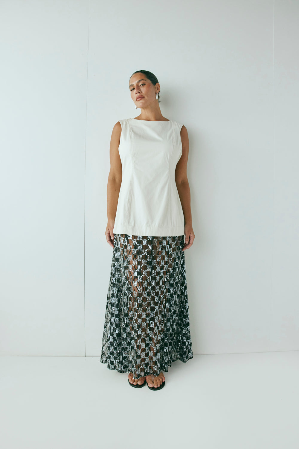Robbie Sequin Maxi Dress Cream