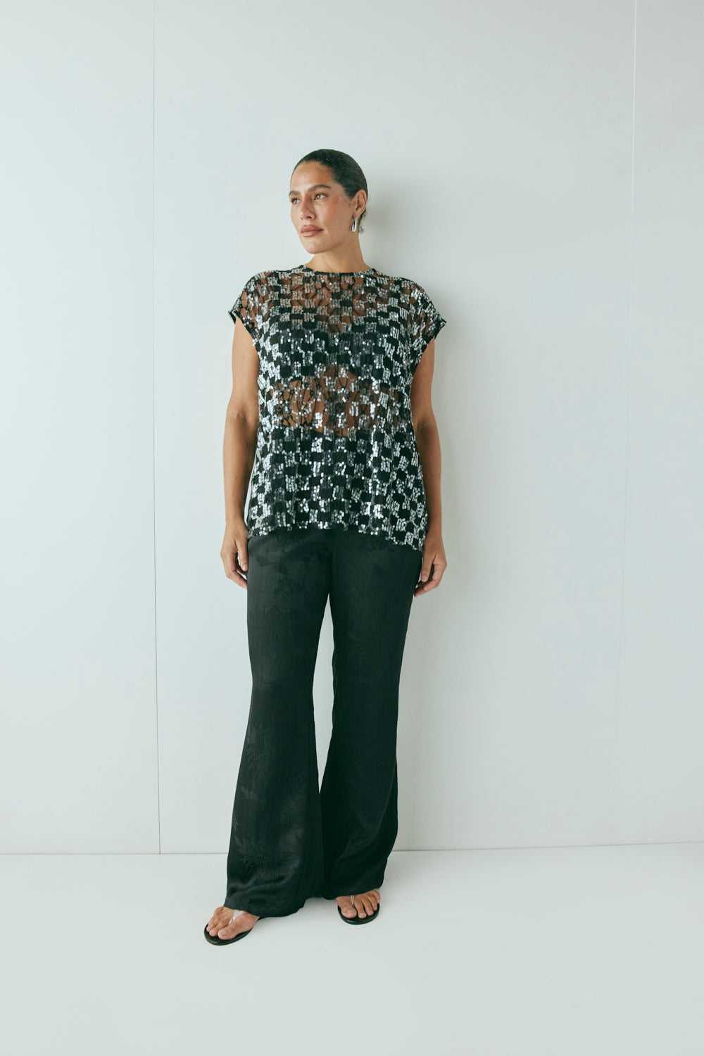 Devyn Sequin Top Black