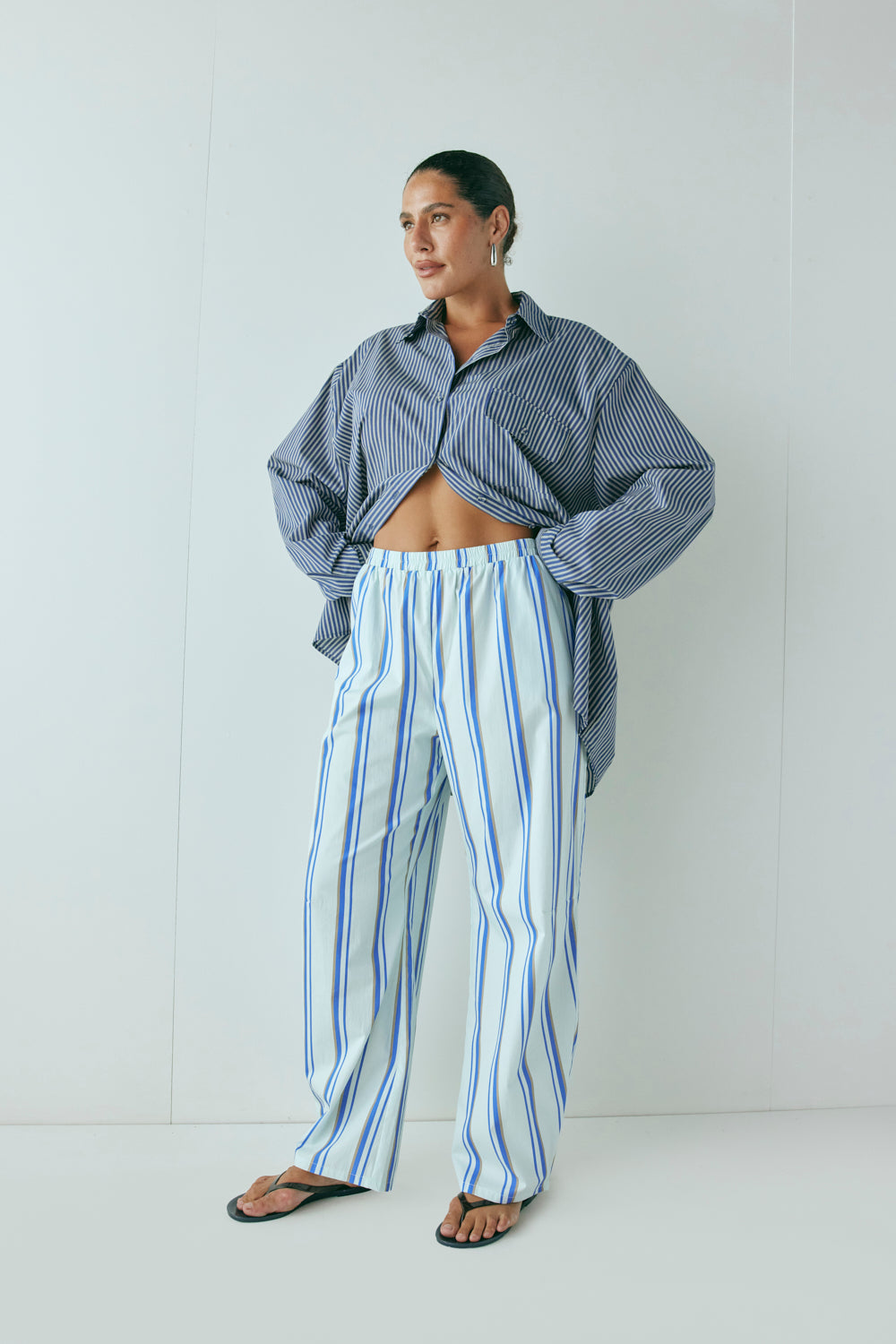 Vita Barrel Pants Blue Stripe