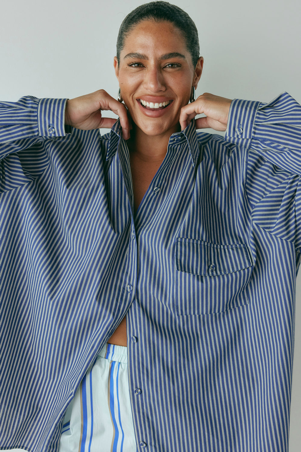 June Shirt Navy Stripe