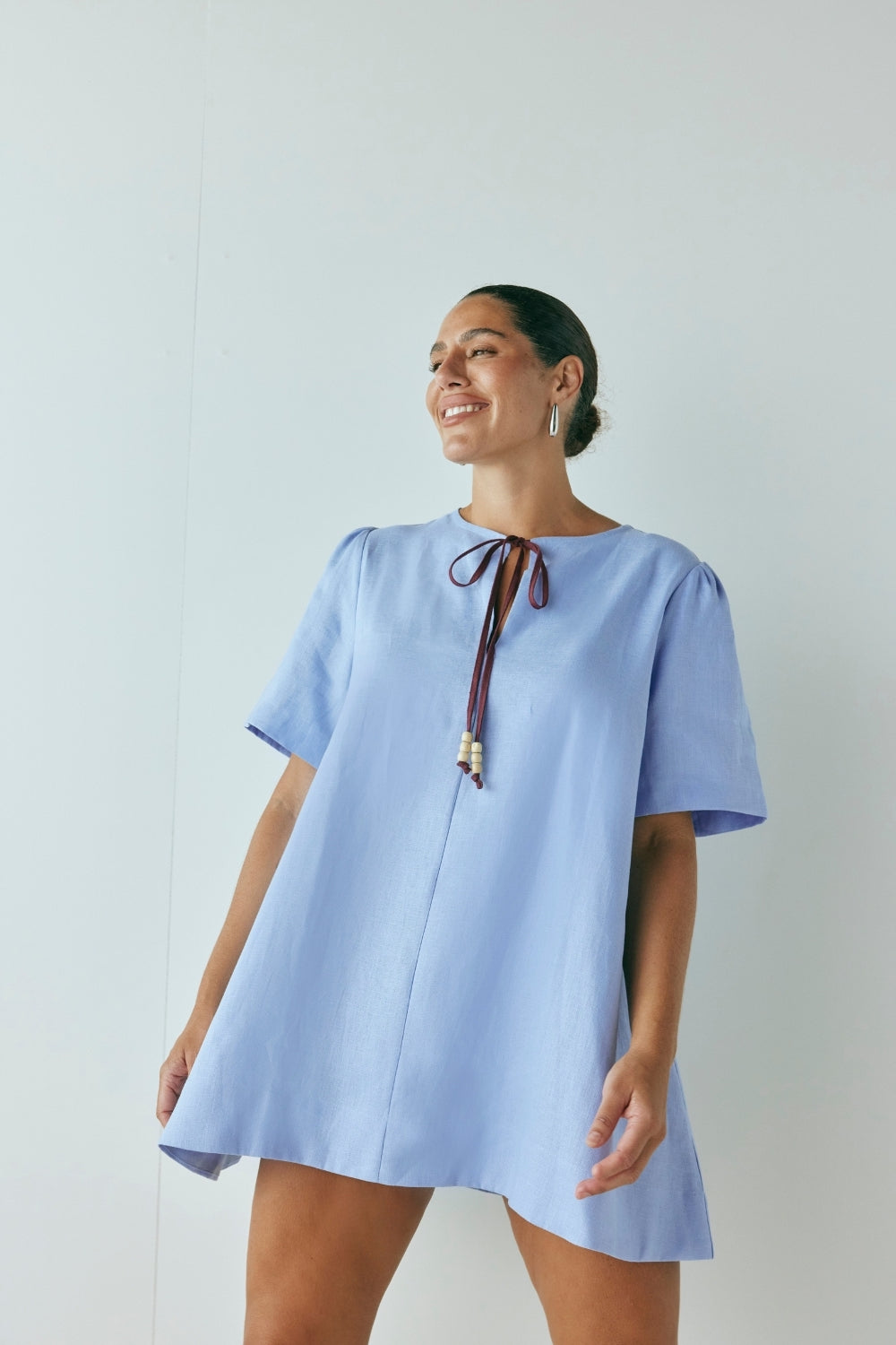 Olsen Linen Mini Dress Blue