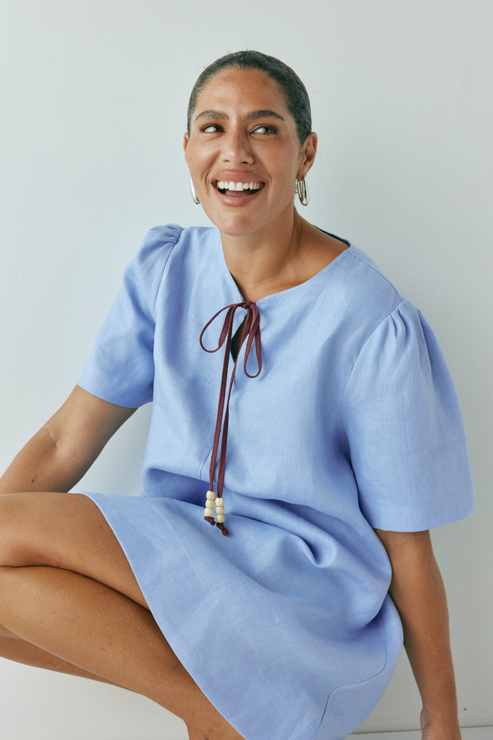 Olsen Linen Mini Dress Blue