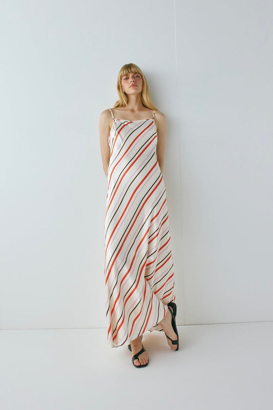Ema Satin Maxi Dress Stripe