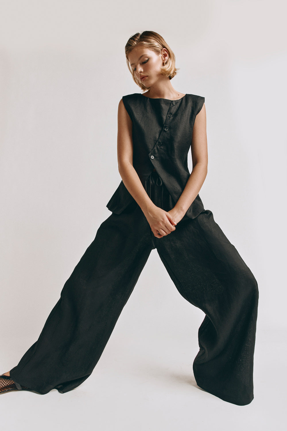 Raya Linen Pants Black
