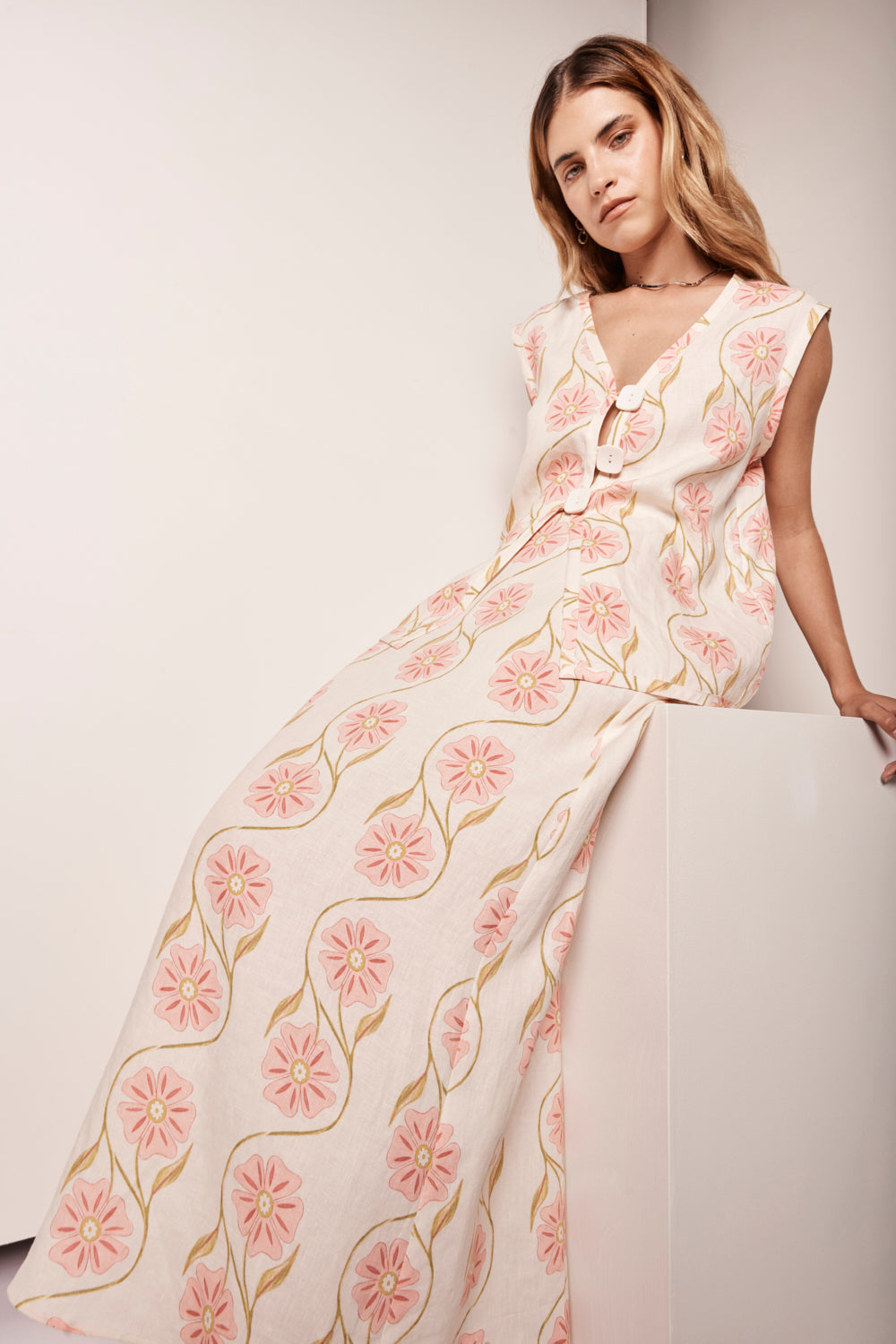Ari Linen Maxi Skirt Bloom