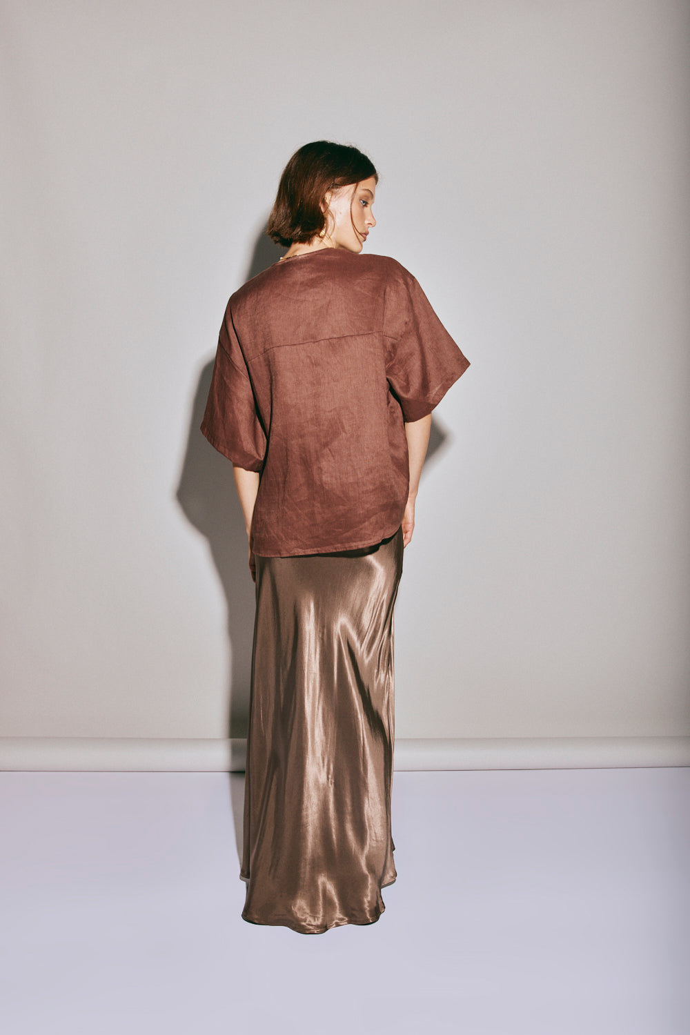 Naomi Linen Smock Top Umber
