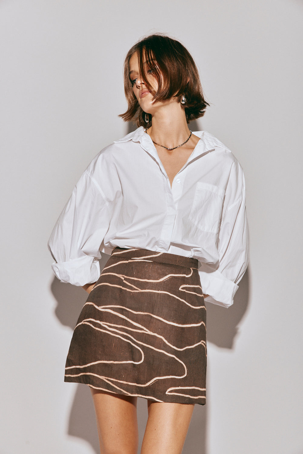 Kaia Linen Mini Skirt Earth