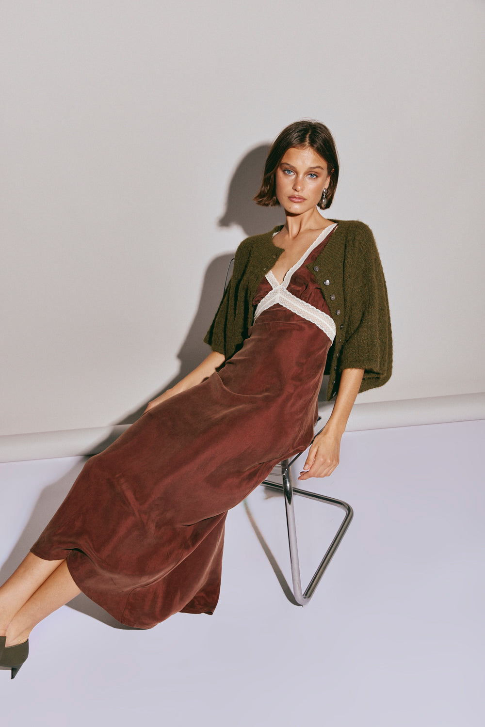 Meet Me On The Dance Floor Bias Cut Maxi Dress Umber