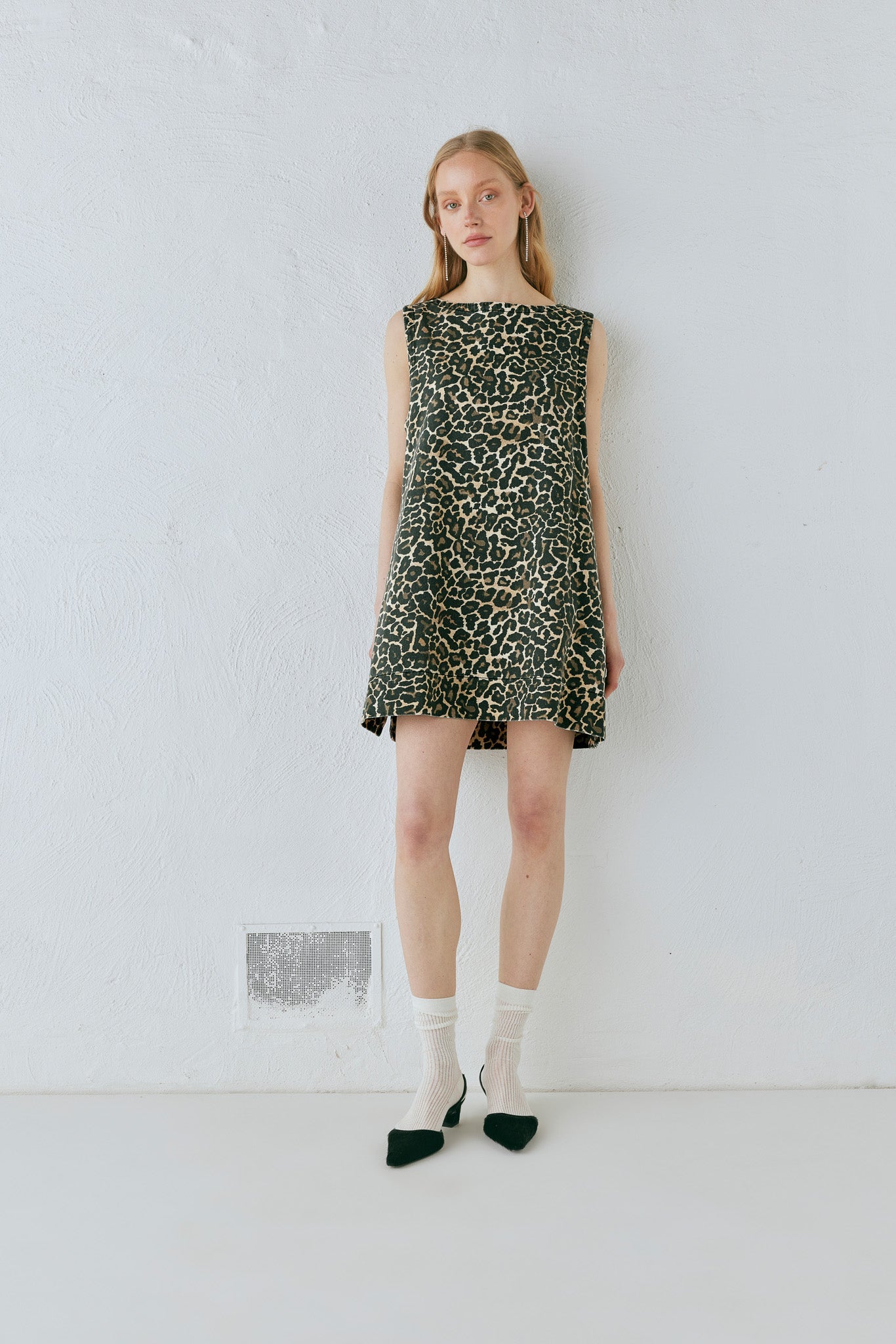 Zia Denim Mini Dress Leopard