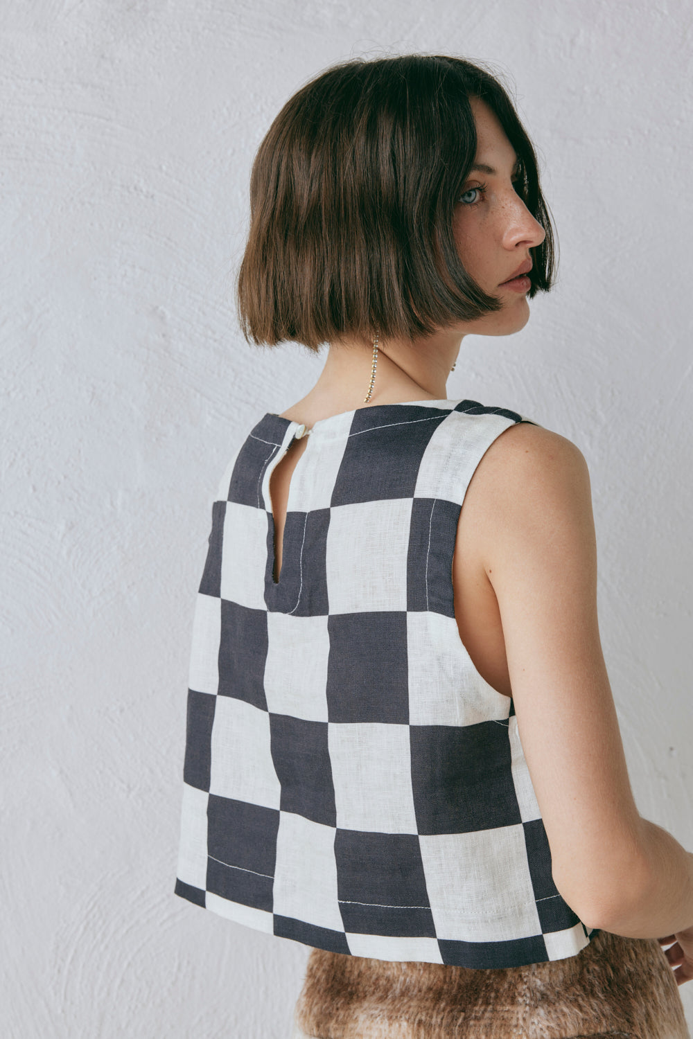 Naya Linen Top Check