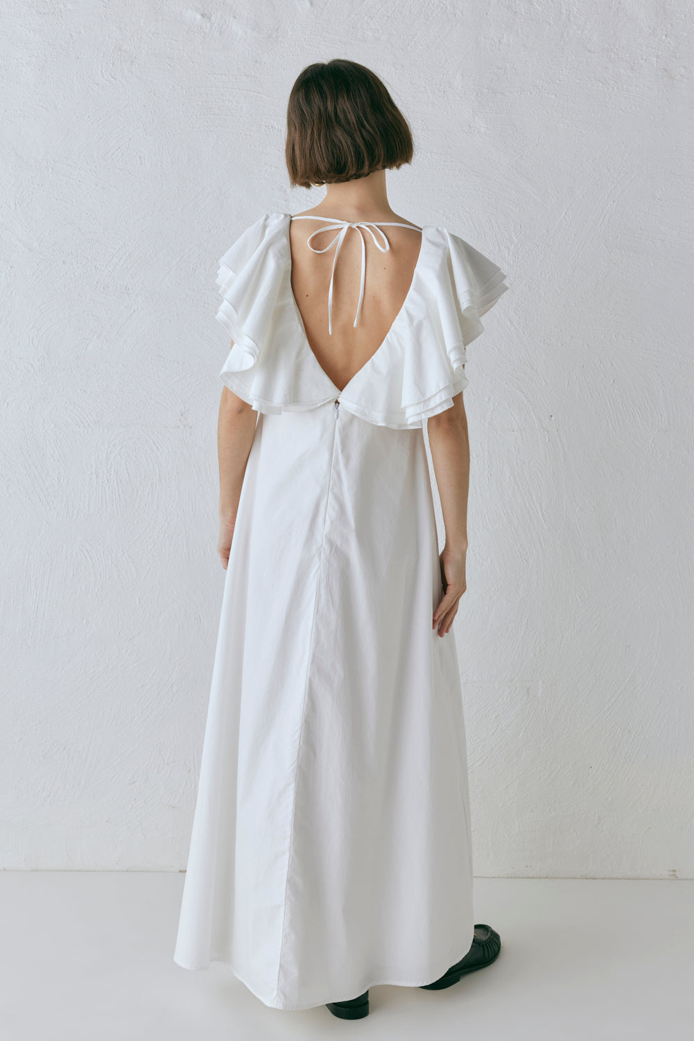Party Nights Frill Midi Dress White