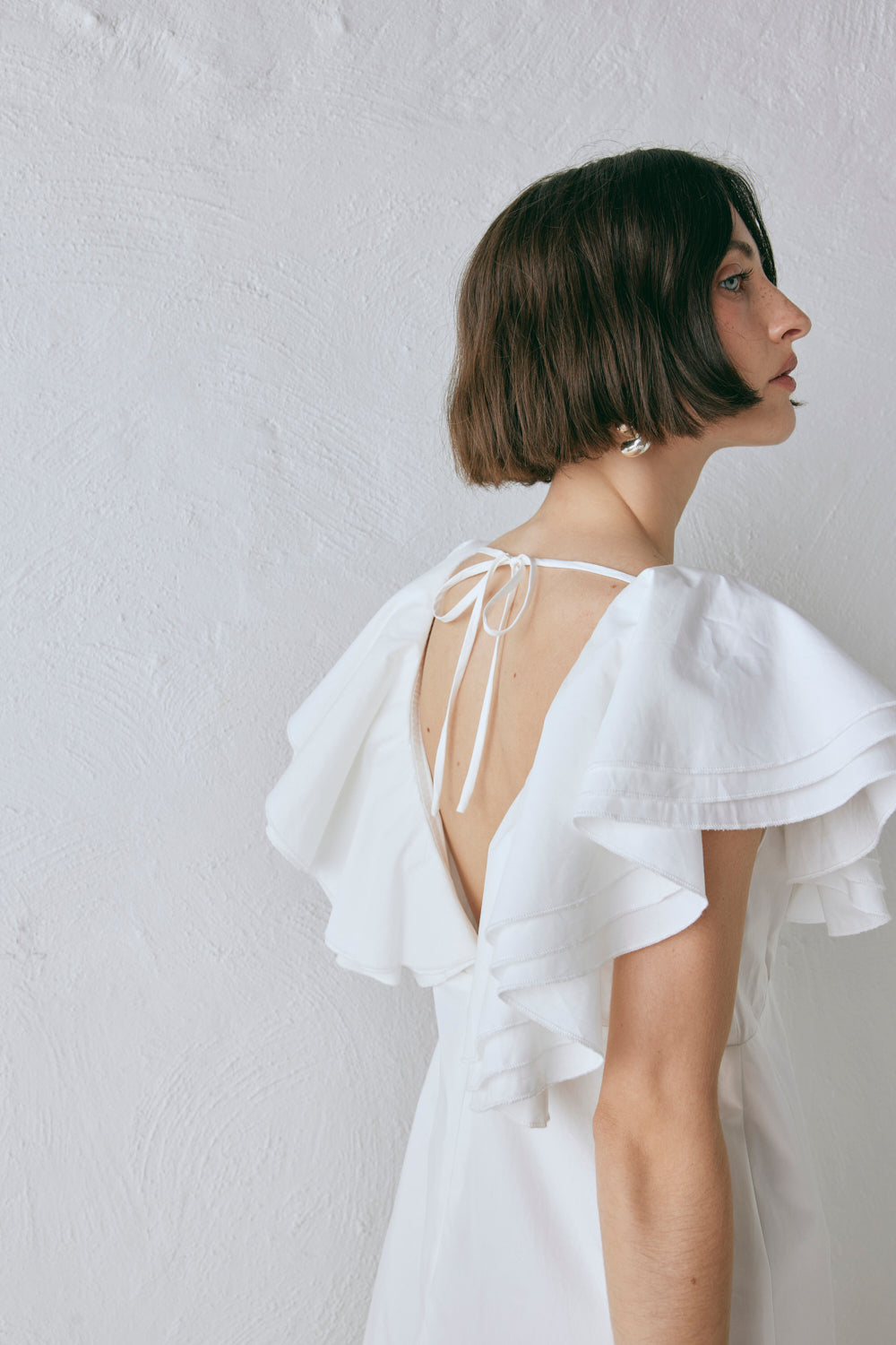 Party Nights Frill Midi Dress White