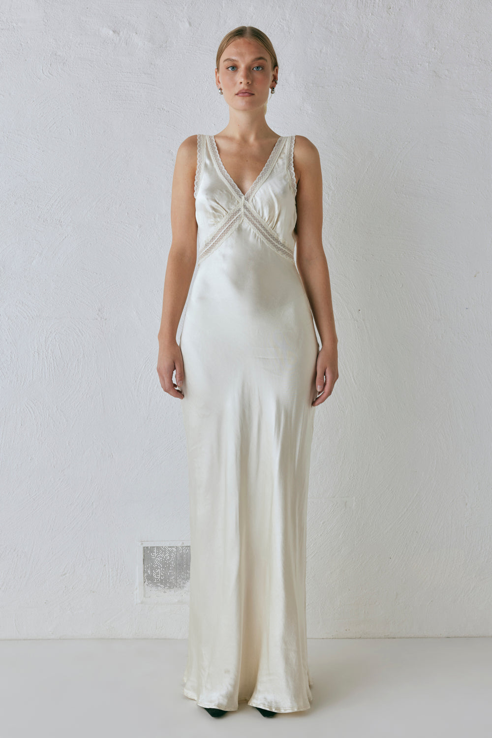 Meet Me On The Dance Floor Bias Cut Maxi Dress Cream