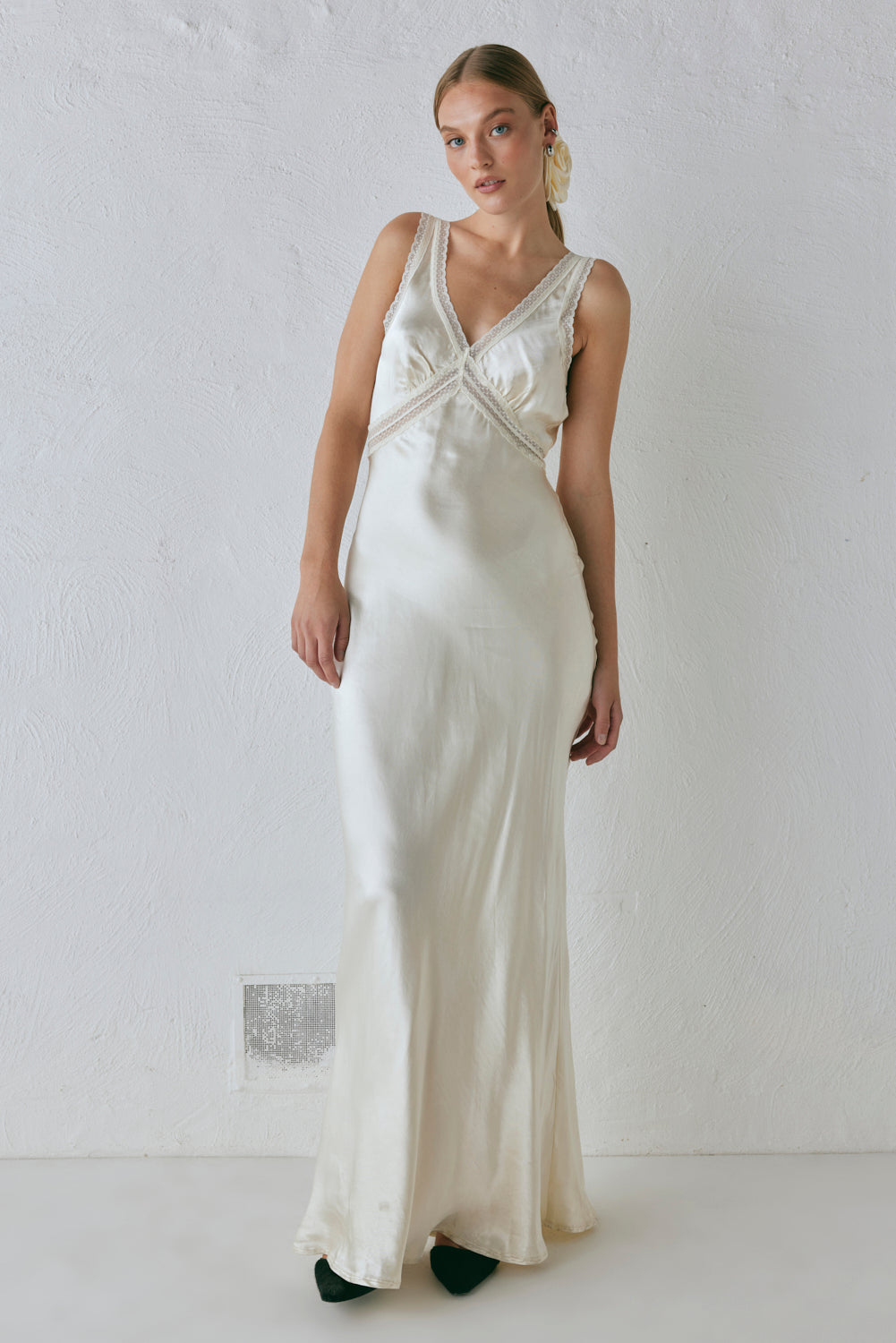 Meet Me On The Dance Floor Bias Cut Maxi Dress Cream