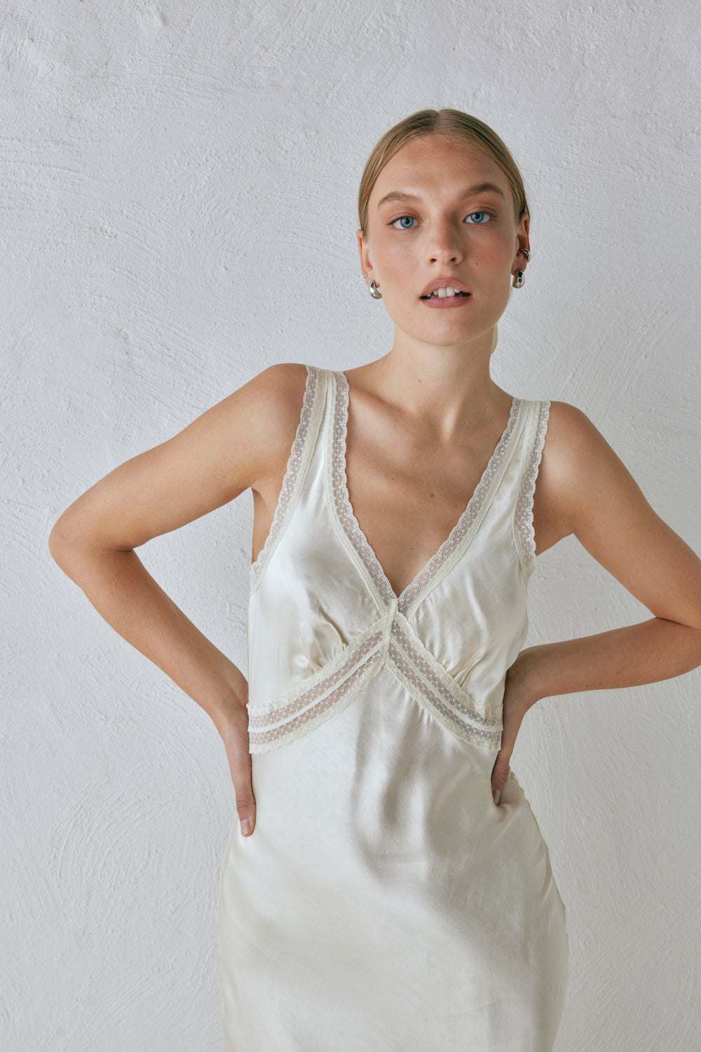 Meet Me On The Dance Floor Bias Cut Maxi Dress Cream