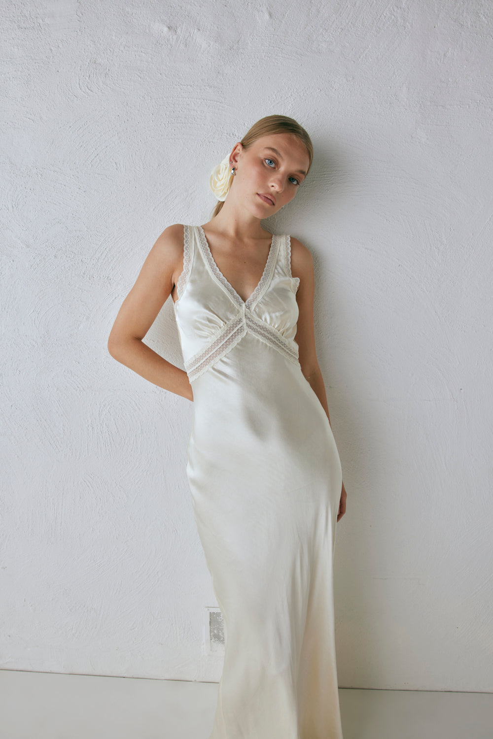 Meet Me On The Dance Floor Bias Cut Maxi Dress Cream