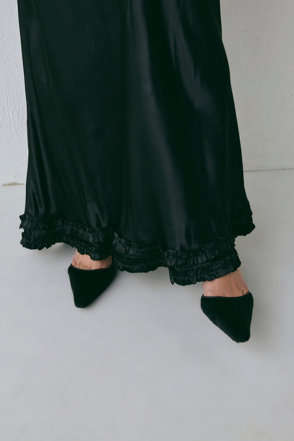 Alber Satin Maxi Dress Black
