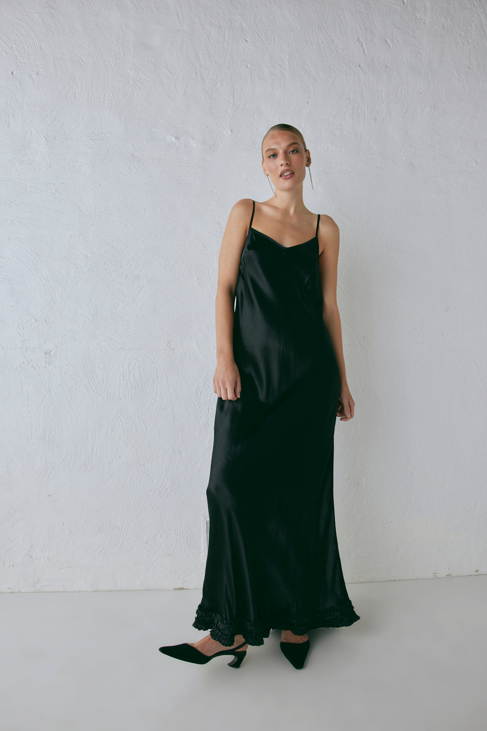 Alber Satin Maxi Dress Black