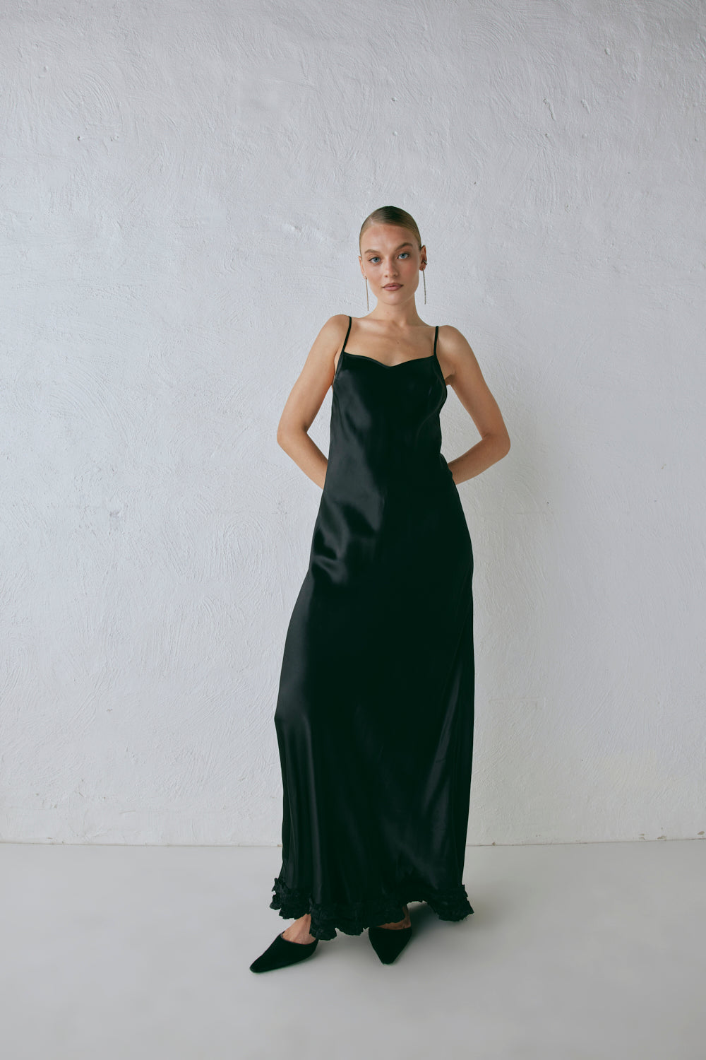 Alber Satin Maxi Dress Black