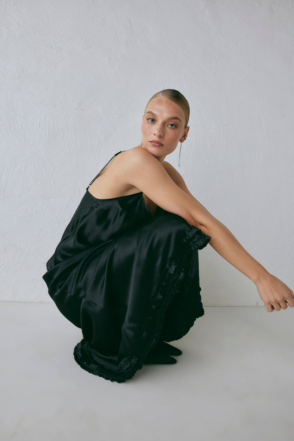 Alber Satin Maxi Dress Black