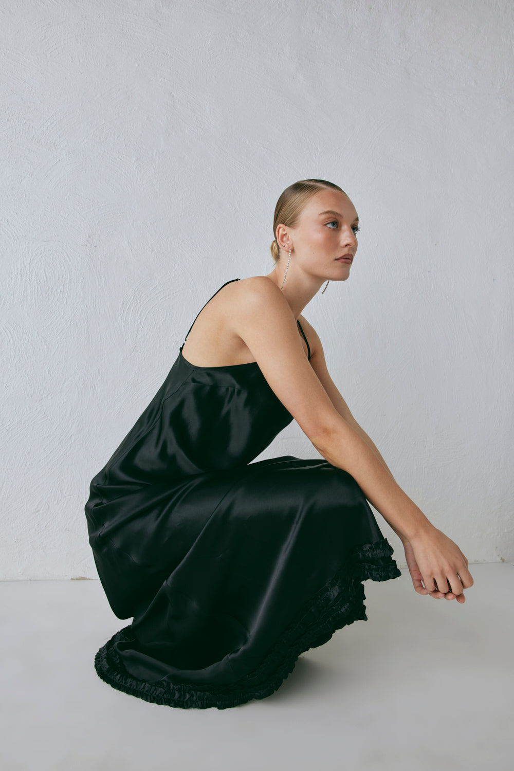 Alber Satin Maxi Dress Black