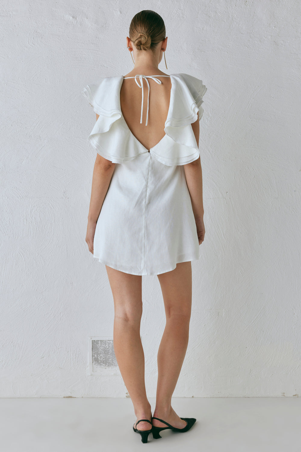 Party Nights Linen Mini Dress White