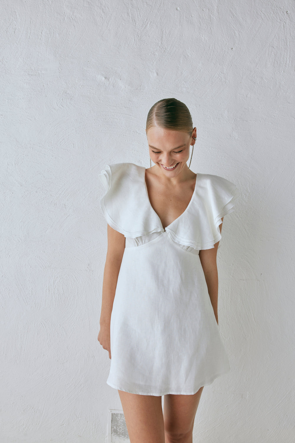 Party Nights Linen Mini Dress White