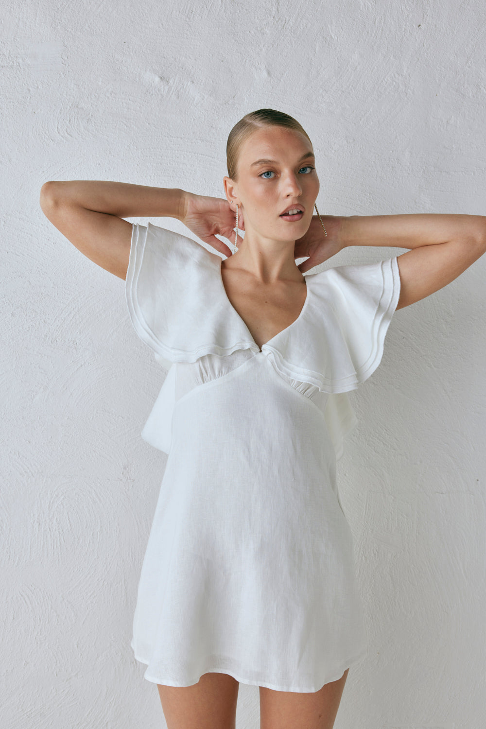 Party Nights Linen Mini Dress White