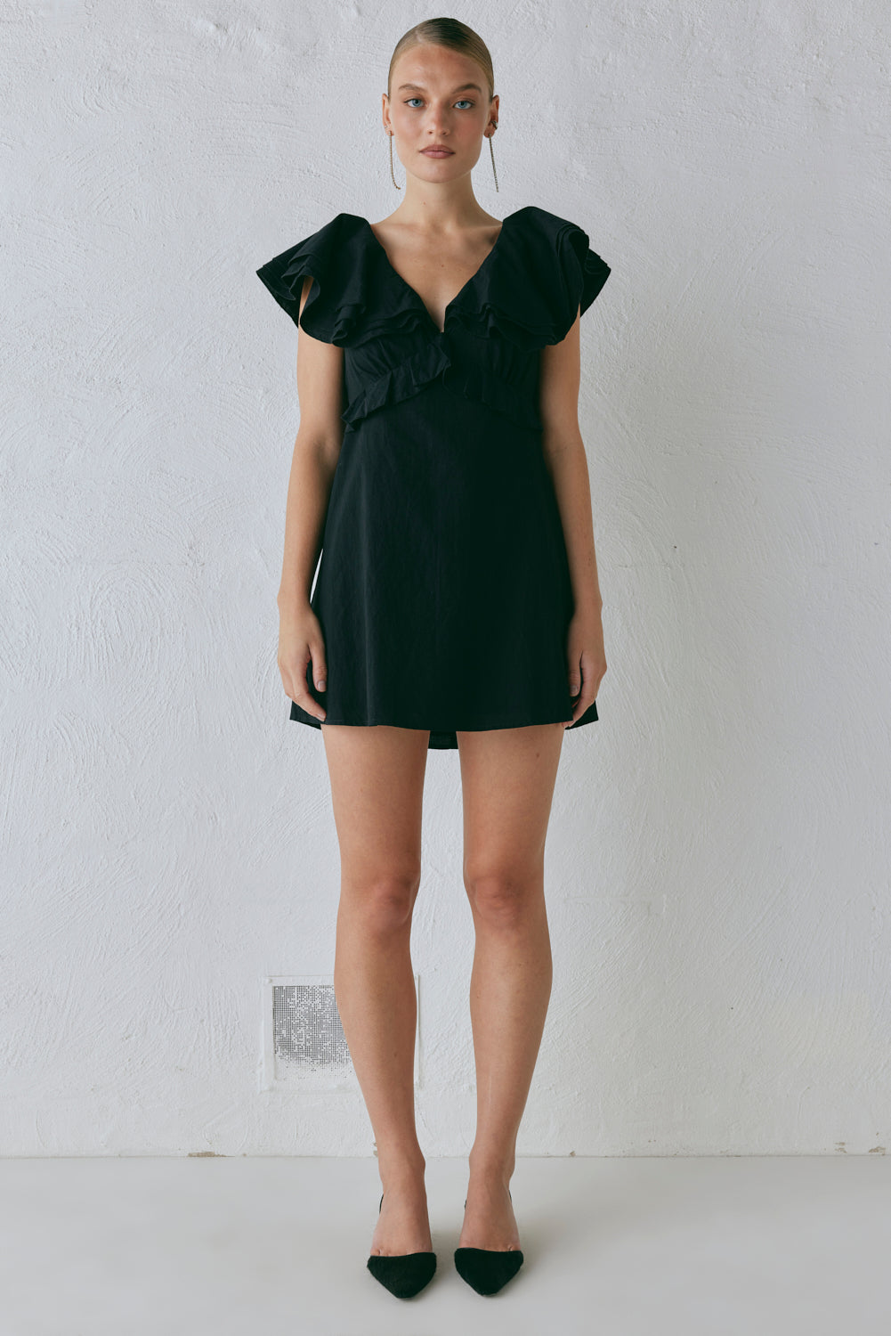 Party Nights Frill Mini Dress Black
