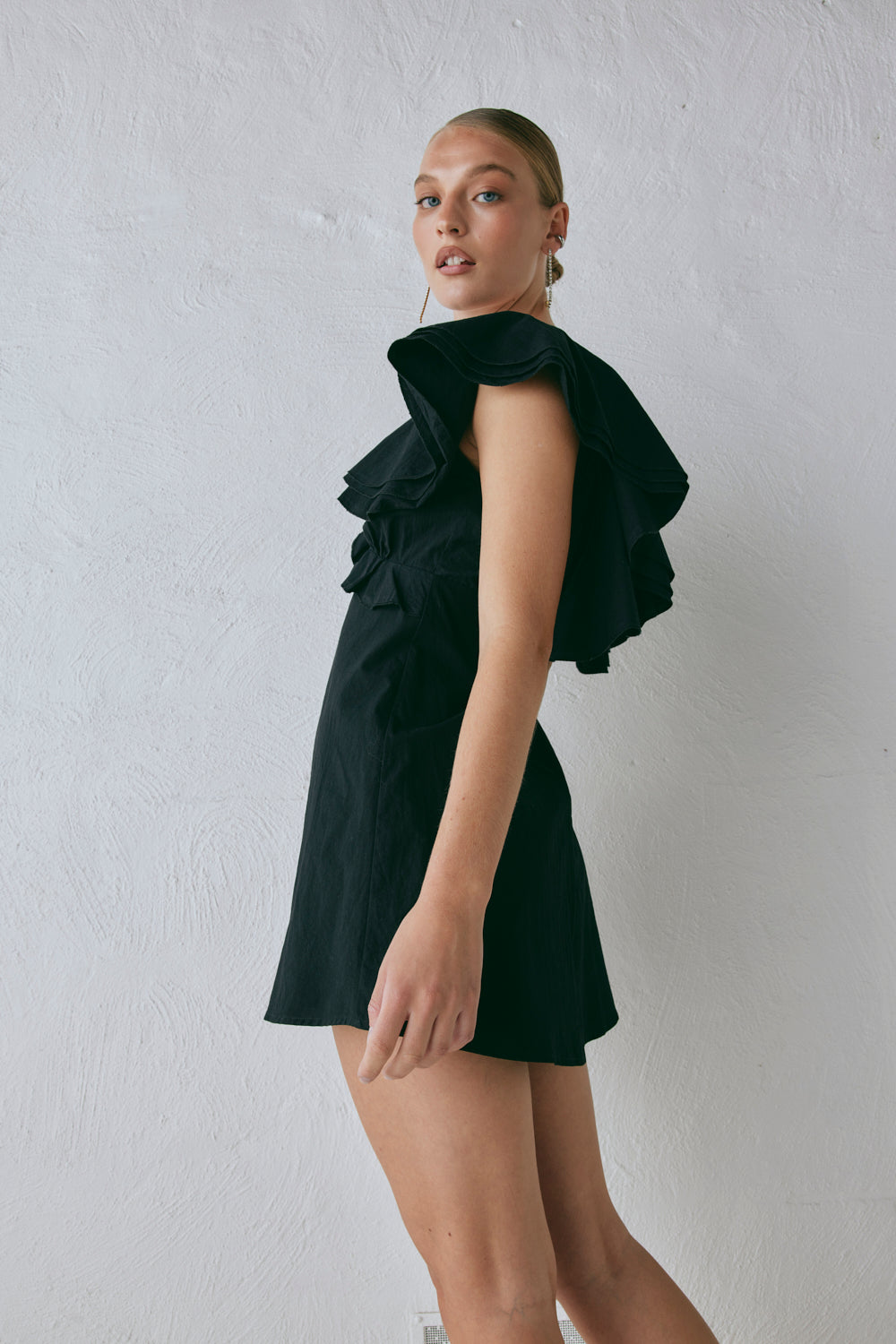 Party Nights Frill Mini Dress Black