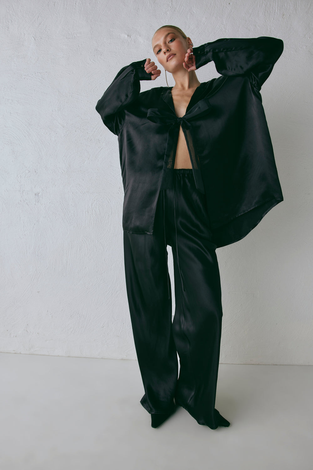 Rae Satin Pants Black